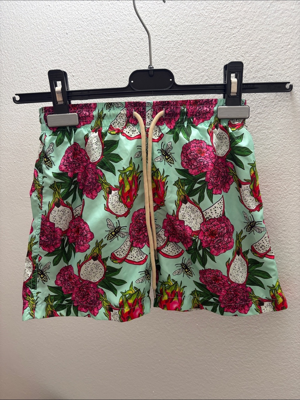 Lia Sahara - Kids Mint Floral & Dragon Fruit Swim Trunks